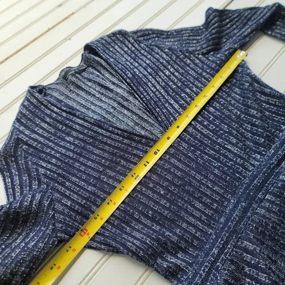 ZARA Womens Navy BLUE Silver Metallic KNIT V-NECK Mink DRESS Long Sleeve Sz M - Picture 4 of 14